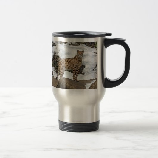 Cheetah in Snow Travel Mug Reisbeker (Rechts)