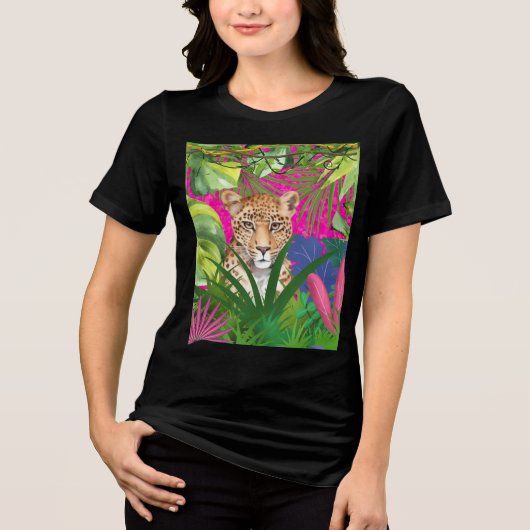 Cheetah in the Grass Tri-Blend Shirt (Voorkant)