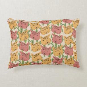Cheetah Jungle Plants  Groene Bloemen Koraal Groen Accent Kussen