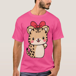 Cheetah Kawaii Ribbon Zoo Dagtrip Jongens Meisjes  T-shirt