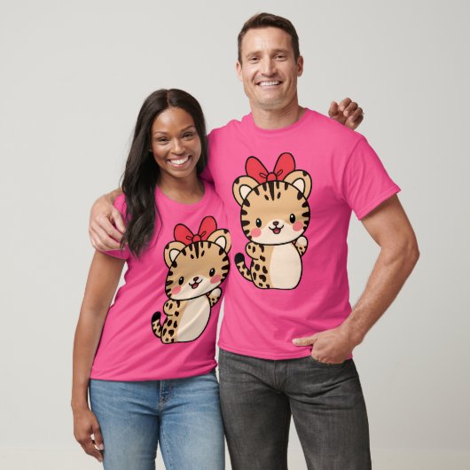 Cheetah Kawaii Ribbon Zoo Dagtrip Jongens Meisjes  T-shirt (Unisex)