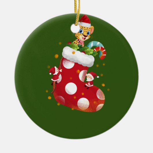 Cheetah Kerstknakking Keramisch Ornament (Voorkant)