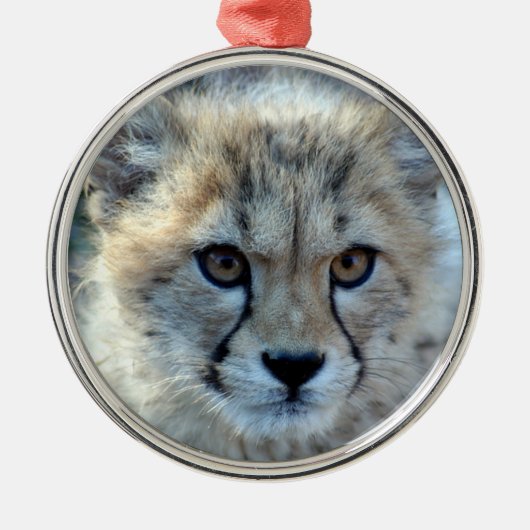 Cheetah kerstversiering metalen ornament (Voorkant)