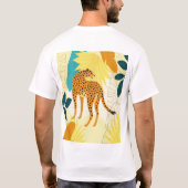Cheetah kleurrijke tropische bladeren behangselpap t-shirt (Achterkant)