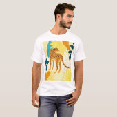 Cheetah kleurrijke tropische bladeren behangselpap t-shirt (Voorkant volledig)