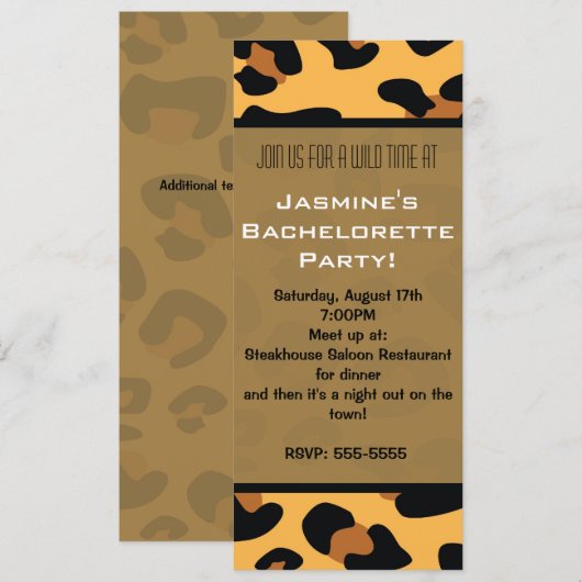 Cheetah Leopard Animal Print Lange uitnodigingen (Voorkant / Achterkant)