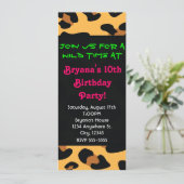Cheetah Leopard Animal Print Zwart Lange Uitnodigi Kaart (Staand voorkant)
