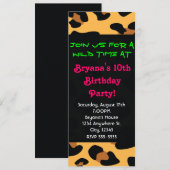 Cheetah Leopard Animal Print Zwart Lange Uitnodigi Kaart (Voorkant / Achterkant)