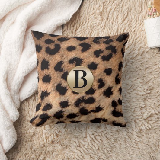 Cheetah Leopard Dier Print Monogram Gouden Glitter Kussen (Deken)