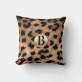 Cheetah Leopard Dier Print Monogram Gouden Glitter Kussen (Voorkant)