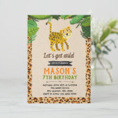 Cheetah leopard party verjaardagsuitnodiging kaart (Staand voorkant)
