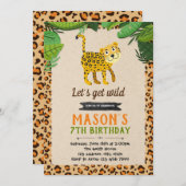 Cheetah leopard party verjaardagsuitnodiging kaart (Voorkant / Achterkant)