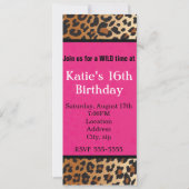 Cheetah Leopard Print Hot Pink Party uitnodiging (Voorkant)