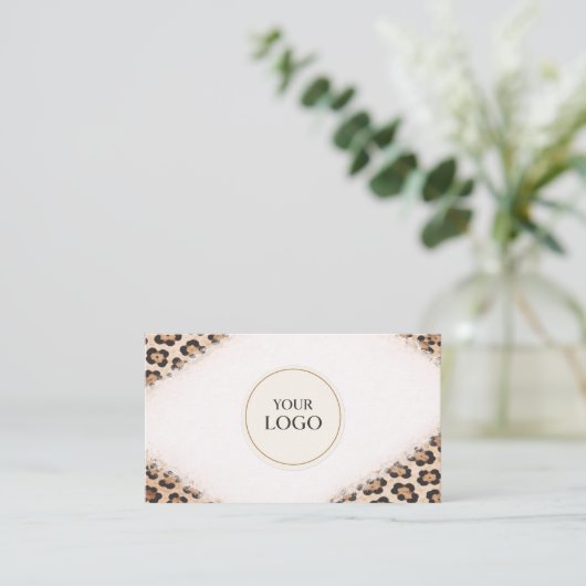 Cheetah Leopard Print Logo QR Code Professional Visitekaartje (Staand voorkant)
