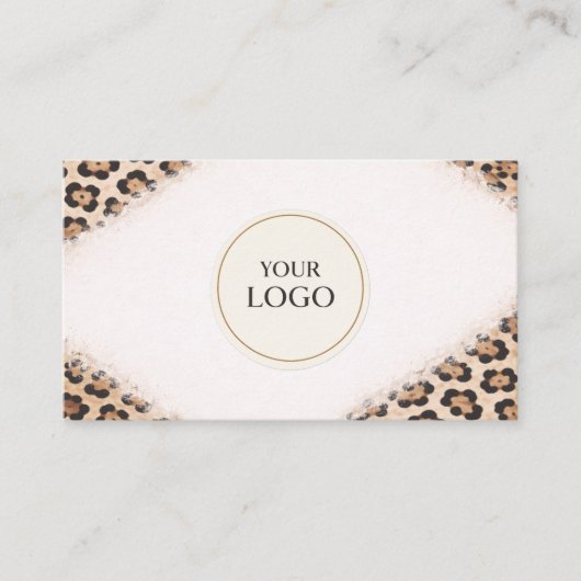 Cheetah Leopard Print Logo QR Code Professional Visitekaartje (Voorkant)