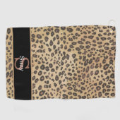 Cheetah Leopard Print Pattern Initiaal Monogram Golfhanddoek (Horizontaal)