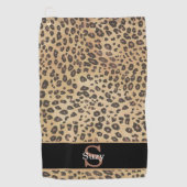 Cheetah Leopard Print Pattern Initiaal Monogram Golfhanddoek (Voorkant)
