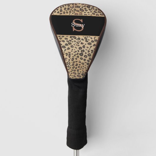 Cheetah Leopard Print Pattern Initiaal Monogram Golfheadcover (Voorkant)