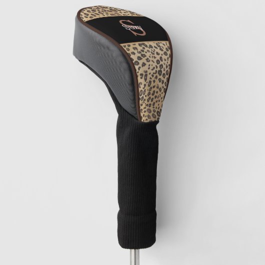 Cheetah Leopard Print Pattern Initiaal Monogram Golfheadcover (Schuin)