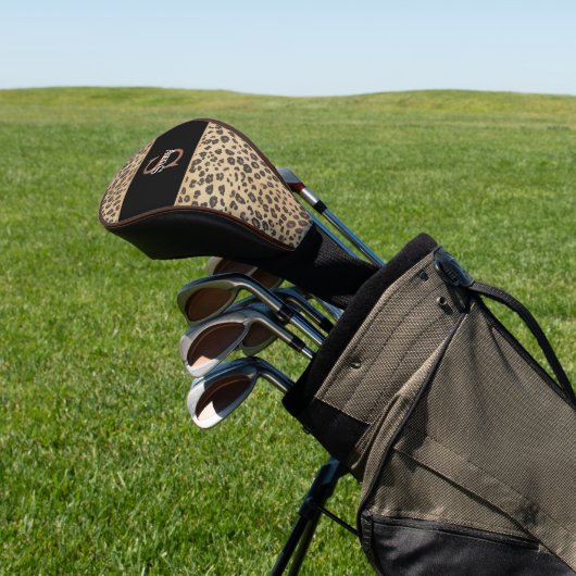 Cheetah Leopard Print Pattern Initiaal Monogram Golfheadcover (Insitu)