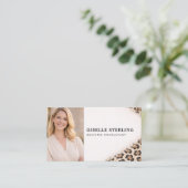 Cheetah Leopard Print QR Code Photo Professional Visitekaartje (Staand voorkant)