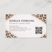 Cheetah Leopard Print QR Code Photo Professional Visitekaartje (Achterkant)