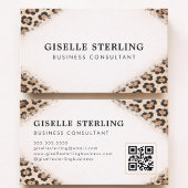 Cheetah Leopard Print QR Code Professional Visitekaartje