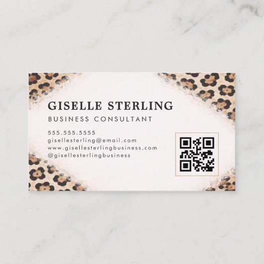 Cheetah Leopard Print QR Code Professional Visitekaartje (Achterkant)