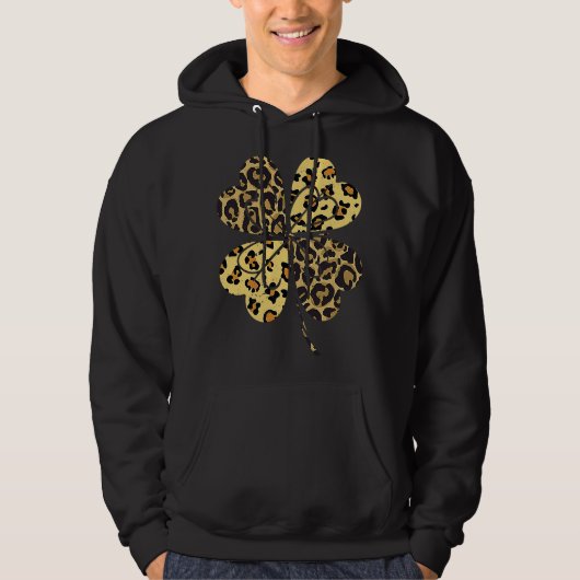 Cheetah Leopard Print Shamrock St Patricks Day Luc Hoodie (Voorkant)