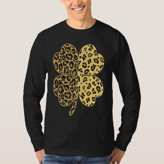 Cheetah Leopard Print Shamrock St Patricks Day Luc T-shirt (Voorkant)