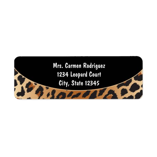 Cheetah Leopard Print Zwarte Adresetiketten Etiket (Voorkant)