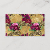 Cheetah Leopard Red Rose Floral Flower Pattern Visitekaartje (Voorkant)