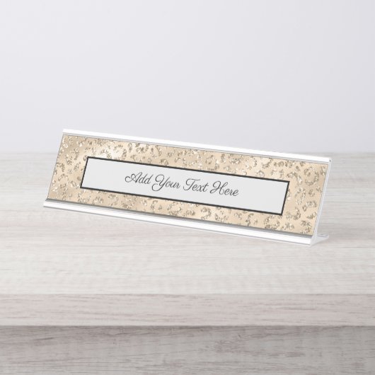 Cheetah Leopard Skin Print Pattern Bureau Naambordje (Voorkant)