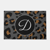 Cheetah Leopard Spotted Animal Print Gray Initiaal Deurmat (Voorkant)
