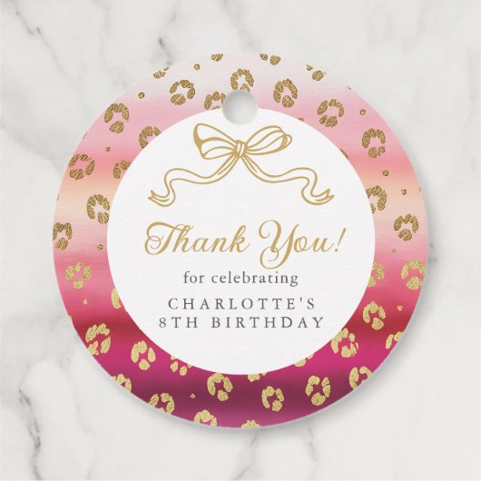 Cheetah Leopard Verjaardagsfeest Bedankt Bedankjes Labels (Achterkant)