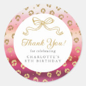 Cheetah Leopard Verjaardagsfeest Bedankt Ronde Sticker (Voorkant)