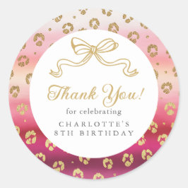 Cheetah Leopard Verjaardagsfeest Bedankt Ronde Sticker