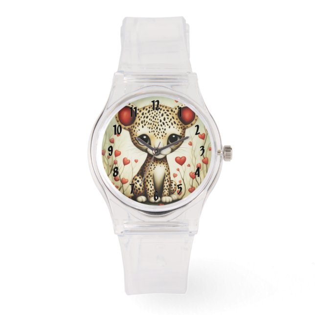 Cheetah Liefde 1 Horloge (Voorkant)