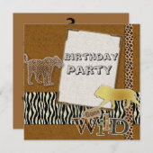 Cheetah Lion Safari Zoo Verjaardagsfeestje Uitnodi Kaart (Voorkant / Achterkant)