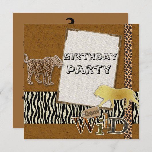Cheetah Lion Safari Zoo Verjaardagsfeestje Uitnodi Kaart (Voorkant / Achterkant)