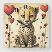 Cheetah Love 2 Vierkante Klok (Voorkant)