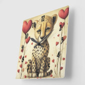 Cheetah Love 2 Vierkante Klok (Hoek)