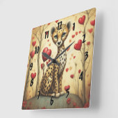 Cheetah Love 3 Vierkante Klok (Hoek)
