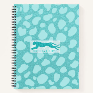 Cheetah Love - Turquoise Glitters Simulate Notitieboek