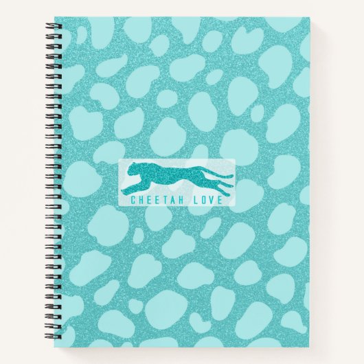 Cheetah Love - Turquoise Glitters Simulate Notitieboek (Voorkant)