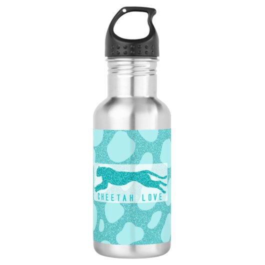 Cheetah Love - Turquoise Glitters Simulate Waterfles (Voorkant)