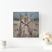 Cheetah Love Vierkante Klok (Huis)