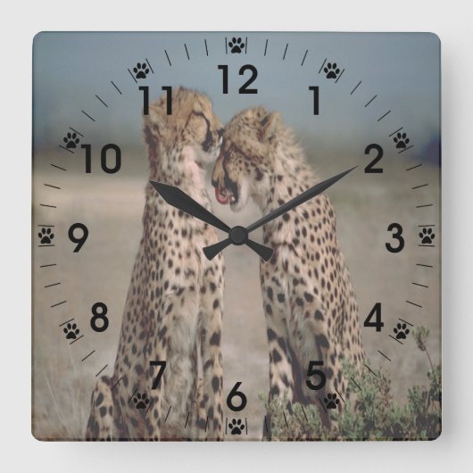 Cheetah Love Vierkante Klok (Voorkant)