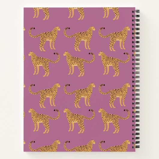 Cheetah, luipaard monogrammed roze notitieboek (Achterkant)