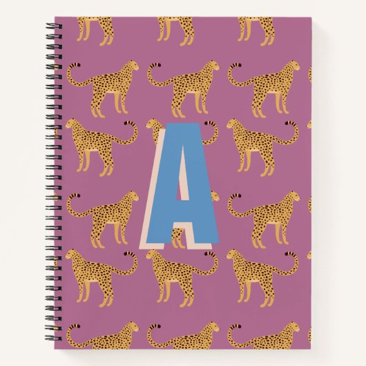 Cheetah, luipaard monogrammed roze notitieboek (Voorkant)